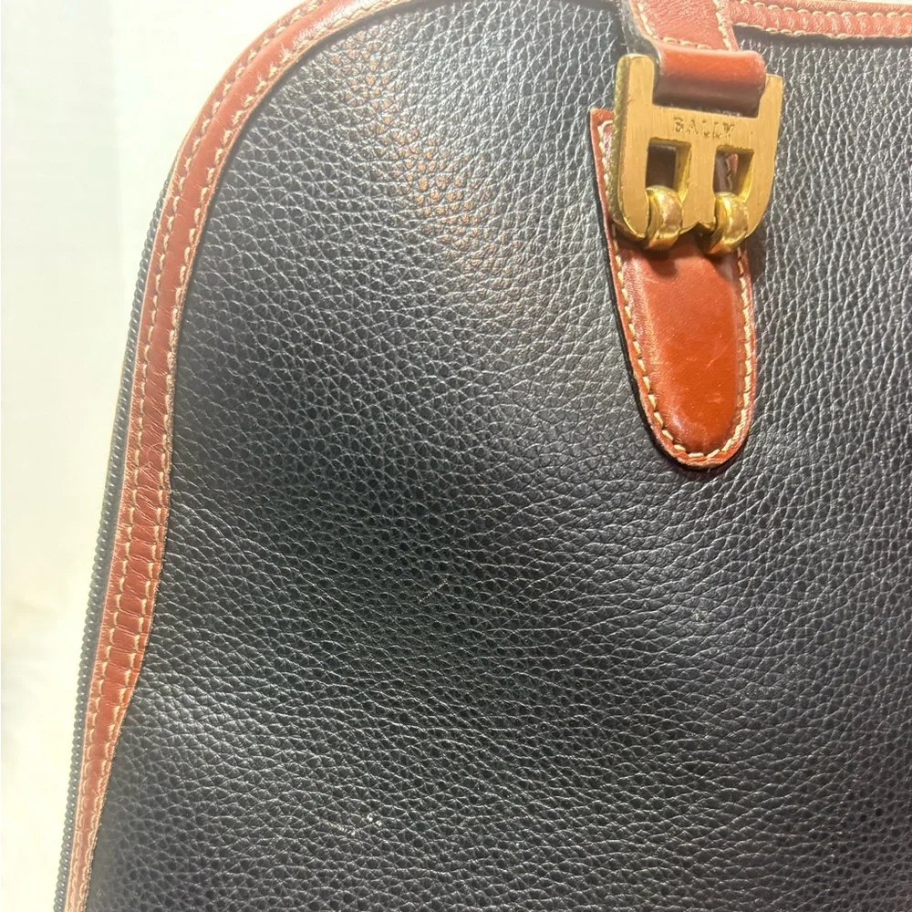 BALLY B Logo Black and Brown Leather Handbag - Picture 5 of 15